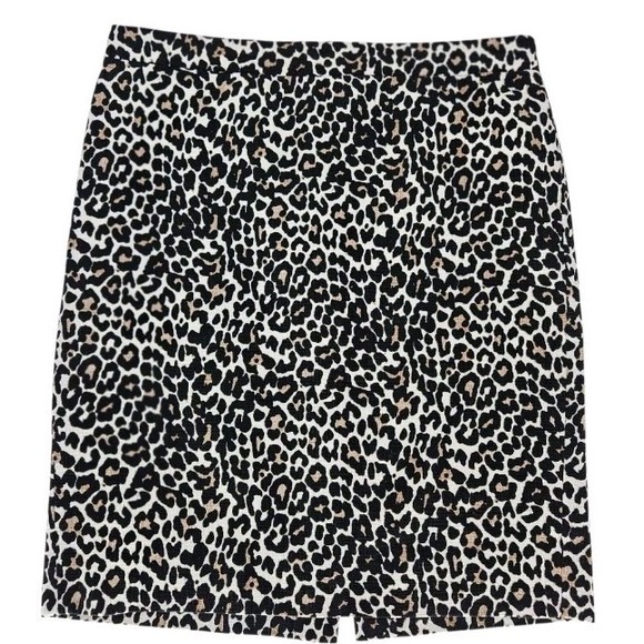 J. Crew Leopard Print Cotton Pencil Skirt Dressy Date Night Womens Size 10 - Picture 2 of 8